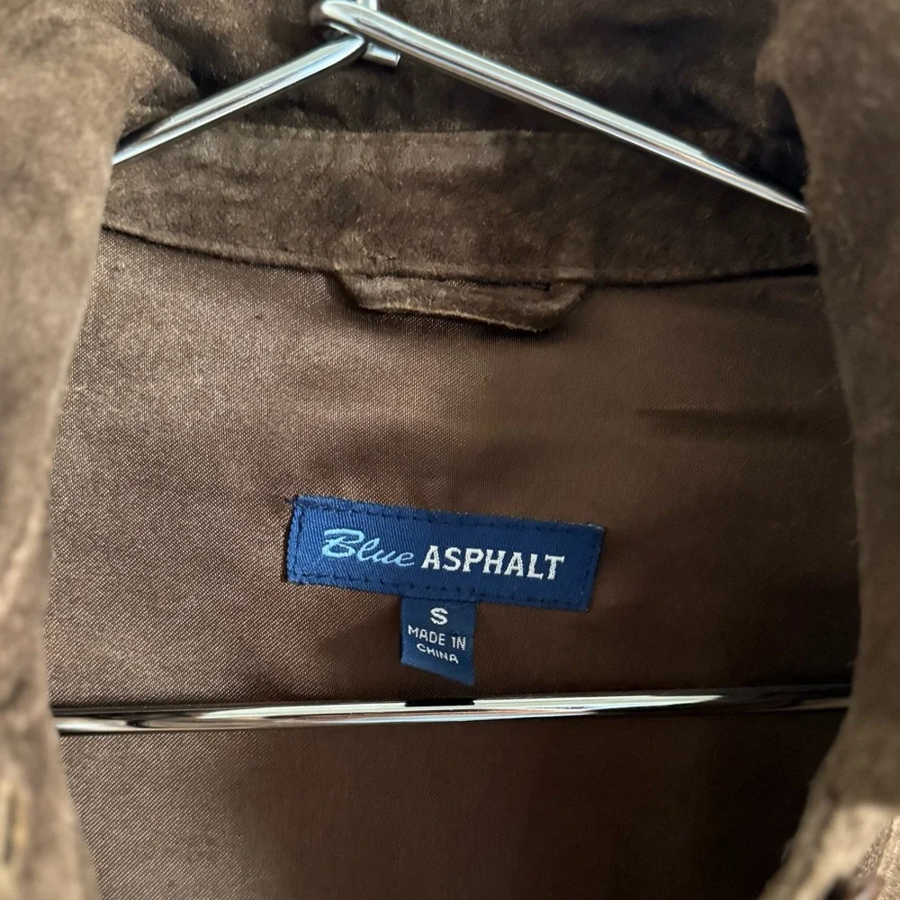 Vintage 100% genuine suede chocolate brown button down - Picture 3 of 7